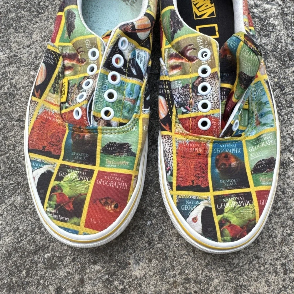 Vans National Geographic Print Unisex Low Ankle Shoes Size 9 Mens/10.5 Womens